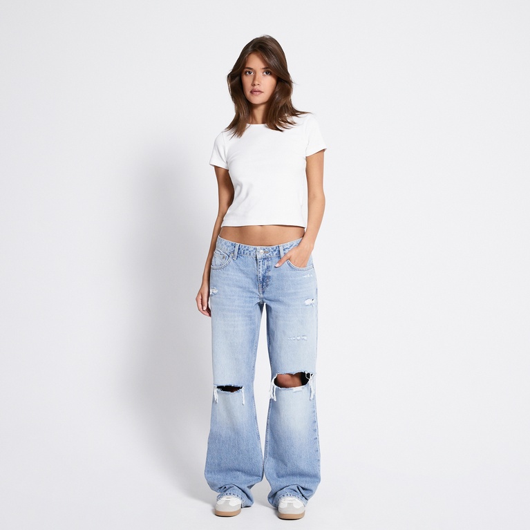 Low waist wide jeans "Low Rider"  Light heavy worn